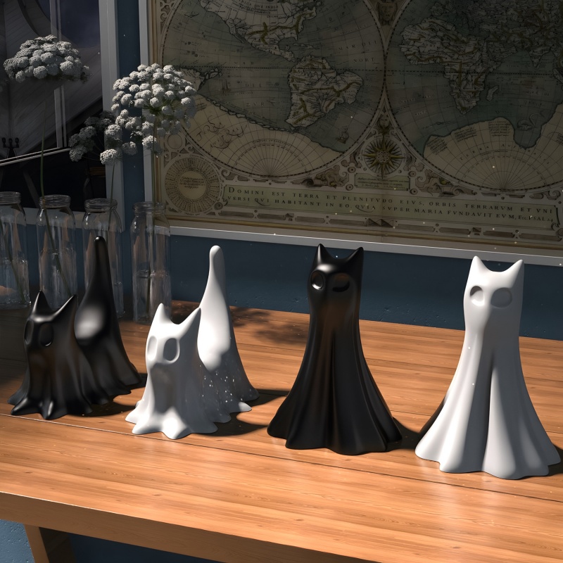 Ghost Cat Halloween Desktop Or - Candle Making Diy ulasan dan harga