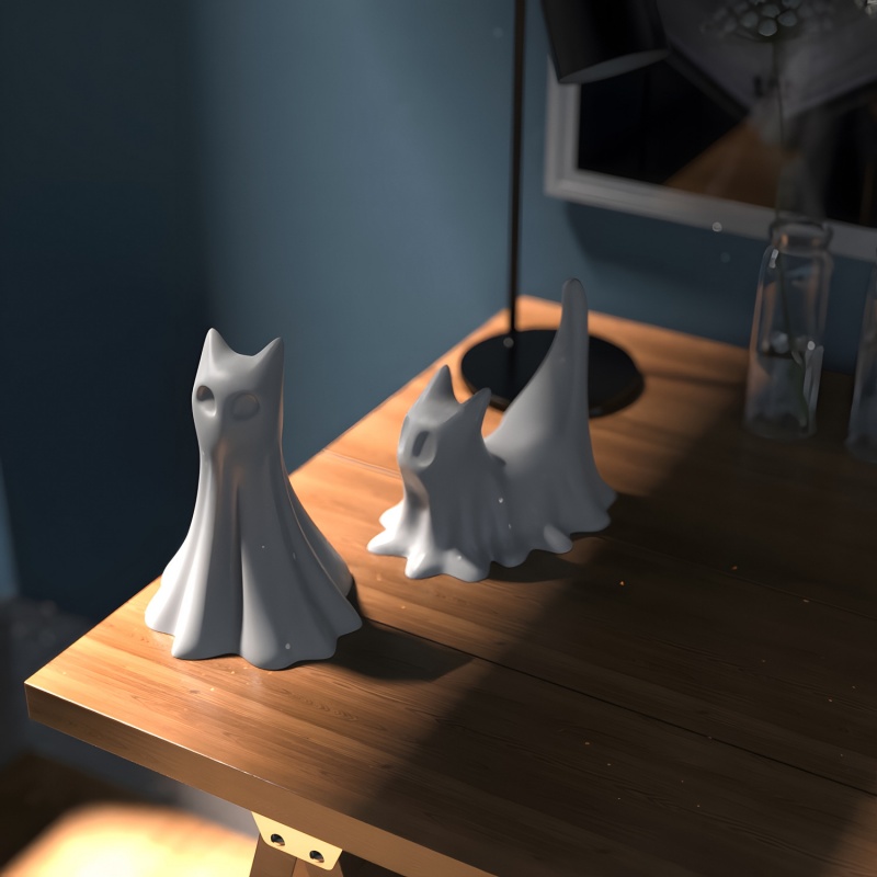 Ghost Cat Halloween Desktop Or - Candle Making Diy ulasan dan harga