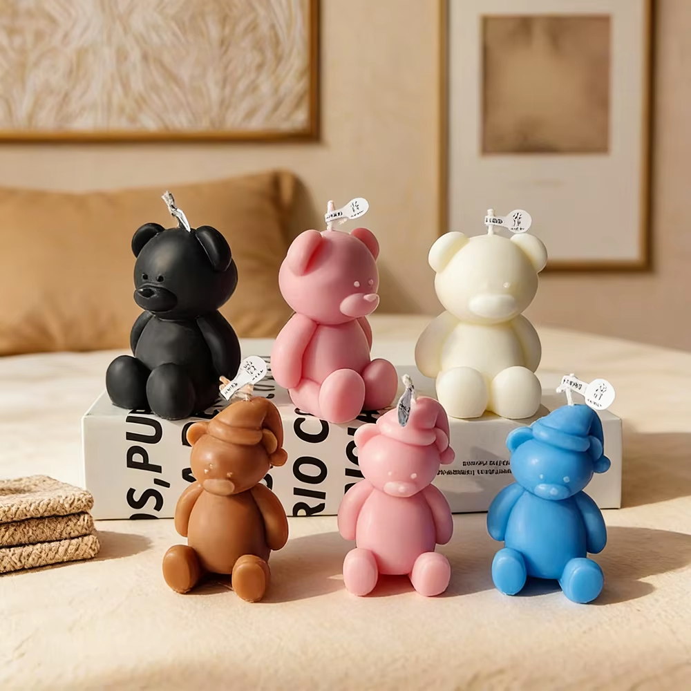 3D cute cartoon bear silicone  - Candle Making Diy Kit ulasan dan harga