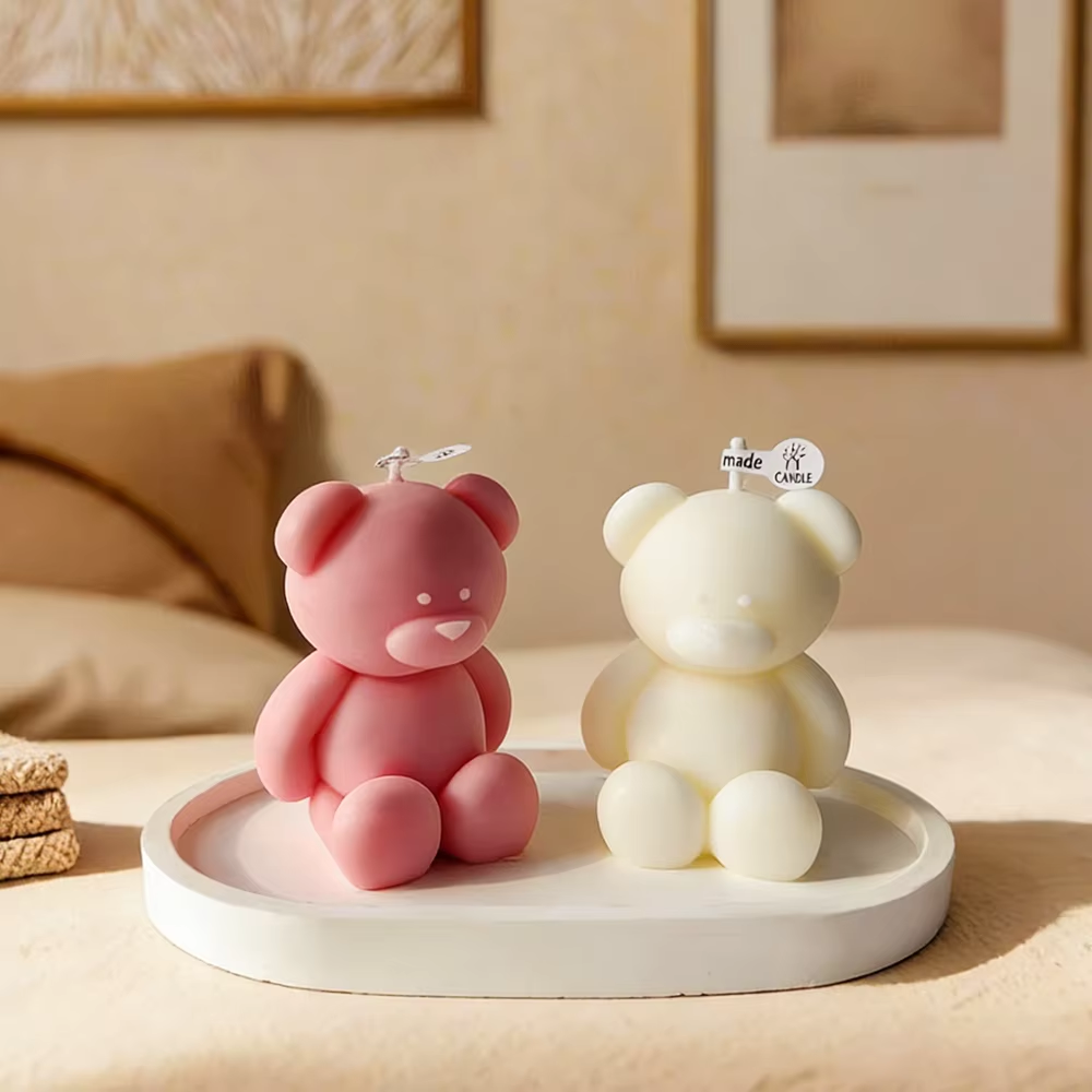 3D cute cartoon bear silicone  - Candle Making Diy Kit ulasan dan harga