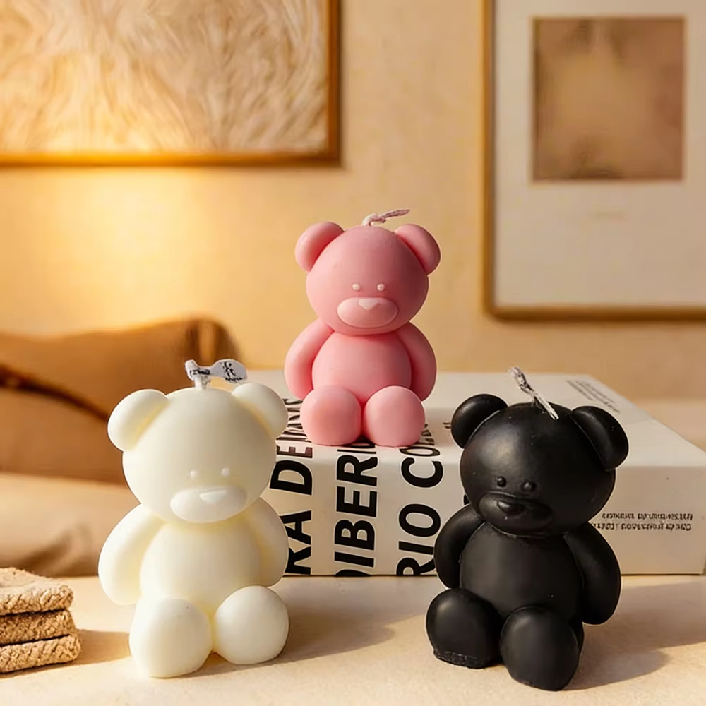 3D cute cartoon bear silicone  - Candle Making Diy Kit ulasan dan harga