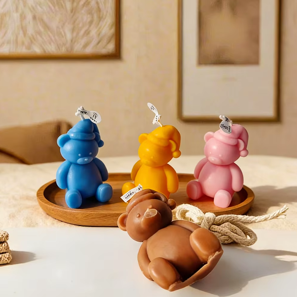 3D cute cartoon bear silicone  - Candle Making Diy Kit ulasan dan harga