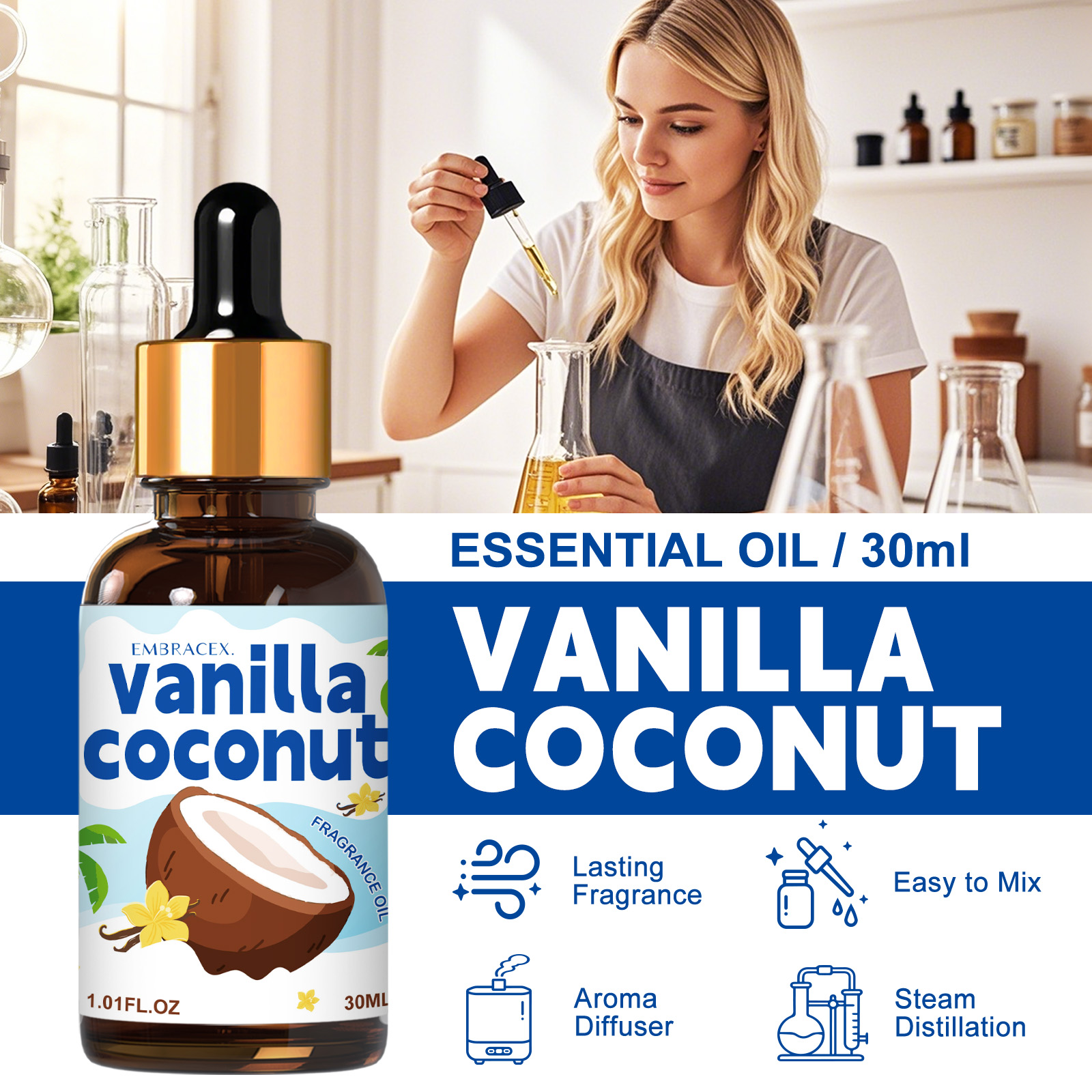 30ml Vanilla Coconut Essential - Candle Making Fragrance Oils ulasan dan harga