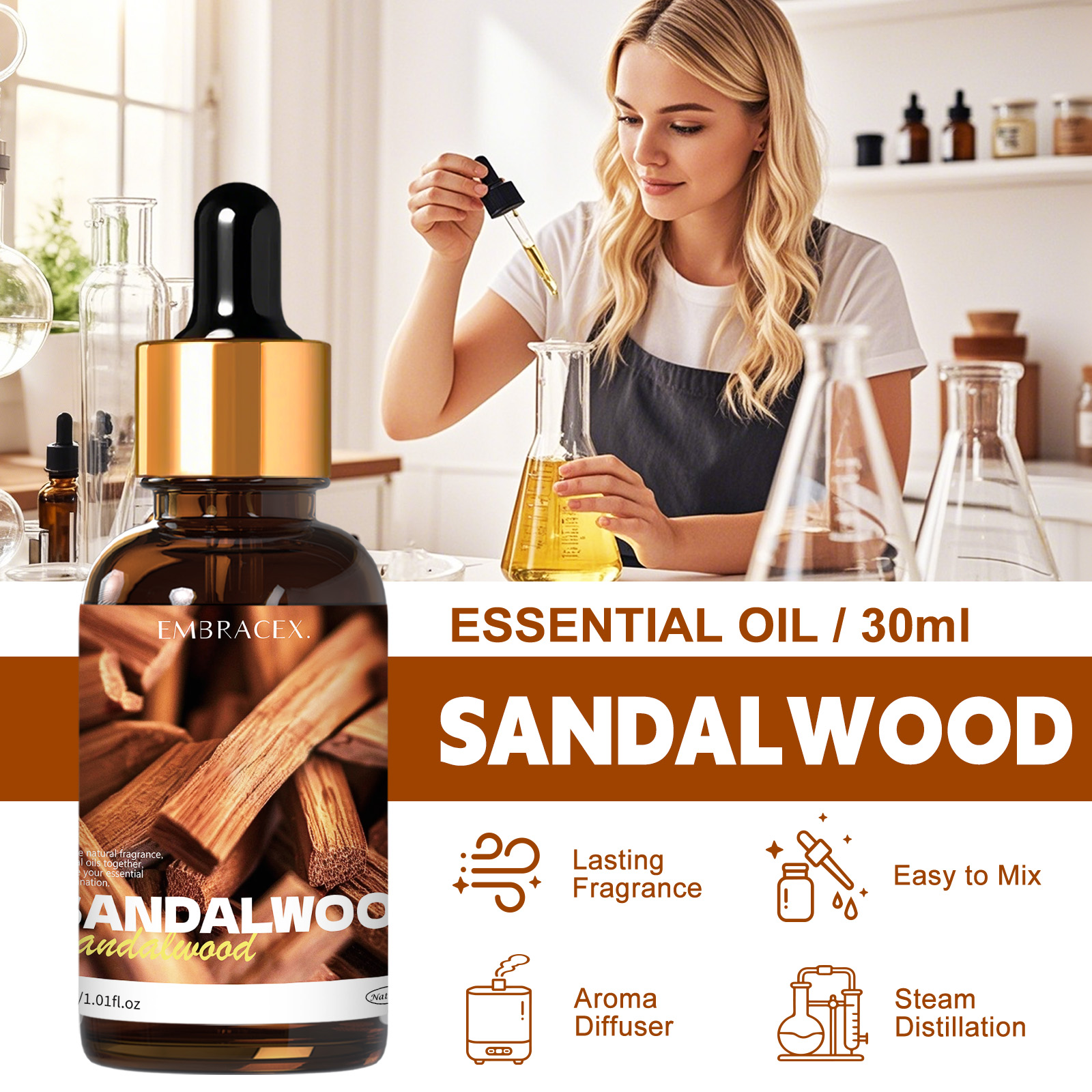 30ml Sandalwood Natural Plant  - Candle Making Fragrance Oils ulasan dan harga